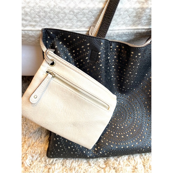 Street Level Leather Detailed Large Tote w White Leather Coin Purse $122